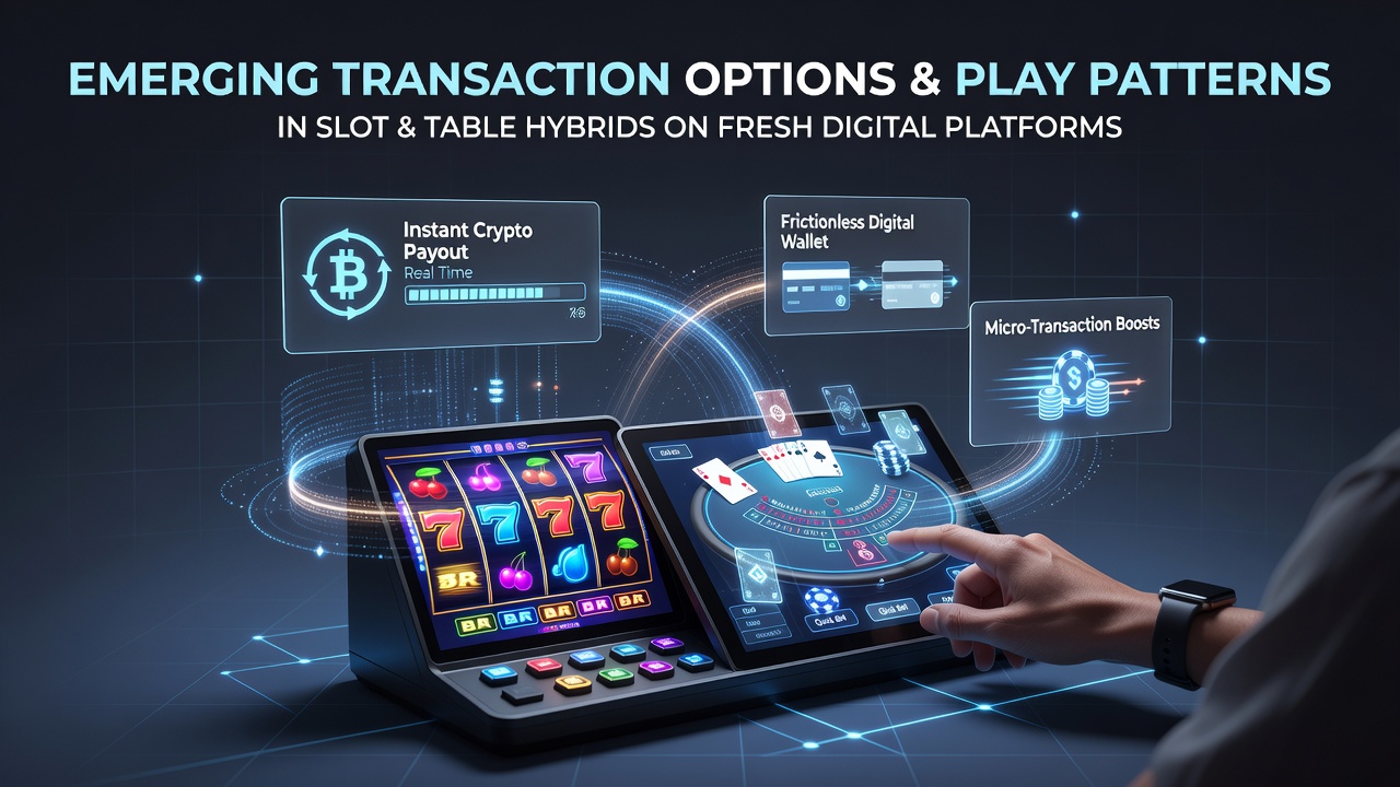 Digital transaction interfaces displayed on mobile screens showing slot and table hybrid games