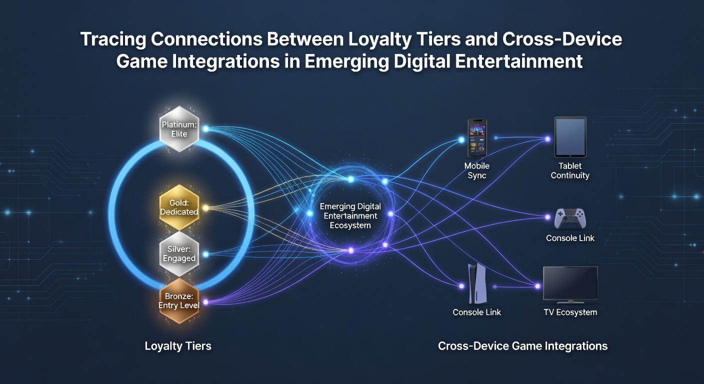 Cross-device synchronization screen displaying loyalty tier status updating between mobile and desktop gaming interfaces